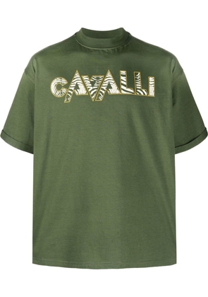 Roberto Cavalli zebra-print logo T-shirt - Green
