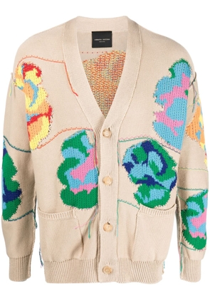 Roberto Collina floral-embroidered buttoned cardigan - Neutrals