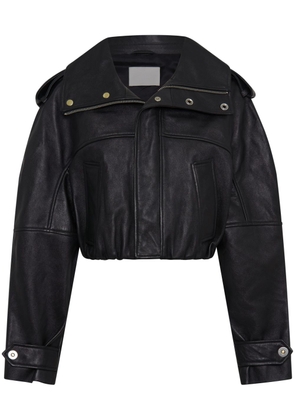 Dion Lee cropped panelled leather jacket - Black