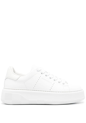 Woolrich logo-print leather sneakers - White