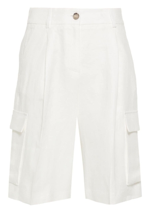 Peserico pleat-detail linen shorts - White