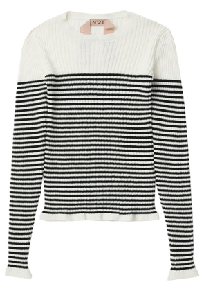Nº21 striped rib-knit top - Black