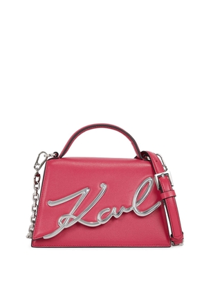 Karl Lagerfeld Signature leather top-handle bag - Pink