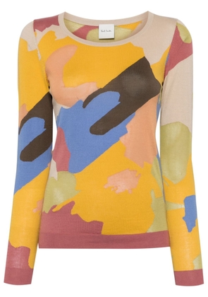 Paul Smith Floral Collage-intarsia jumper - Brown