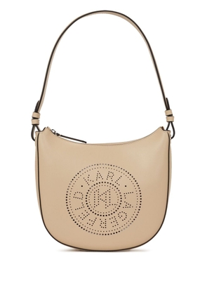 Karl Lagerfeld K/Circle Moon perforated-logo shoulder bag - Neutrals