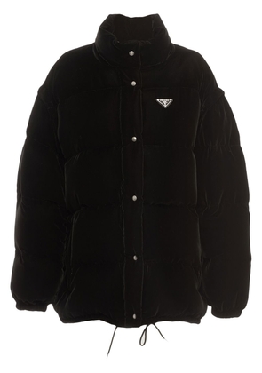 Prada convertible velvet down jacket - Black