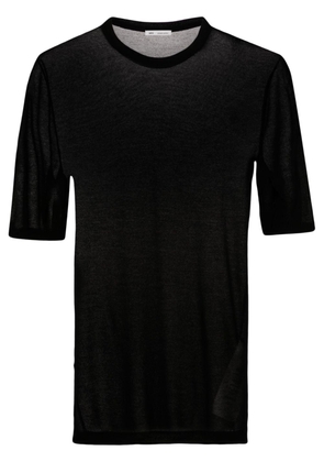 AMI Paris semi-sheer lyocell T-shirt - 001 BLACK