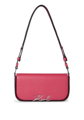 Karl Lagerfeld Signature leather crossbody bag - Pink