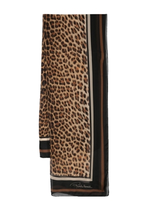 Roberto Cavalli leopard-print silk scarf - Brown