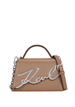 Karl Lagerfeld Signature leather crossbody bag - Neutrals