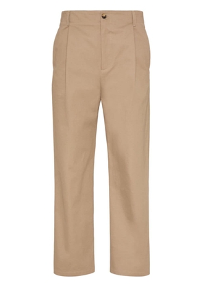 Valentino Garavani pleat-detail cotton chino trousers - Neutrals