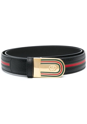 Gucci logo-plaque buckle belt - Black