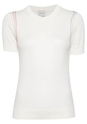 Paul Smith contrast-stitched knitted top - White