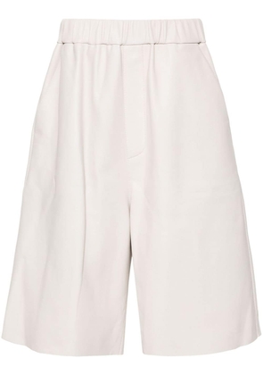 AMI Paris high-waist leather shorts - White