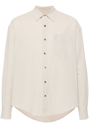 AMI Paris Ami de Coeur-embroidered cotton shirt - Neutrals