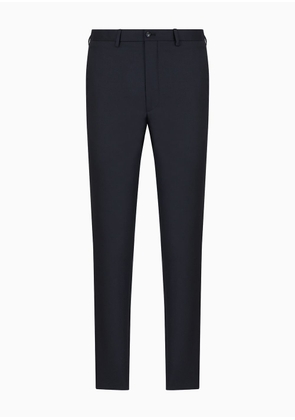 OFFICIAL STORE Flat-front Trousers In Wool And Cashmere Gabardine