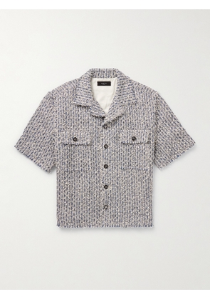 AMIRI - Camp-Collar Frayed Cotton-Blend Tweed Overshirt - Men - Blue - S