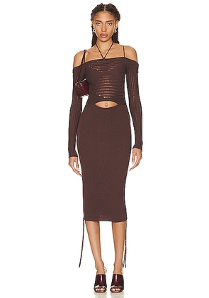 Andreadamo Ribbed Knit Midi Dress in Nude - Brown. Size S (also in ).