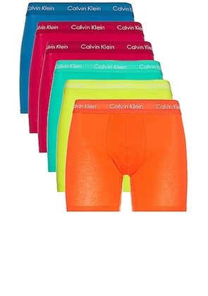 Calvin Klein Underwear Boxer Brief 5-pack in Cherry Tomato  Persian Red  Lemon Lime  Aqua Green  & Blue Ambience - Red. Size L (also in ).