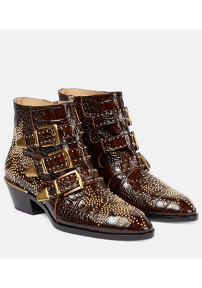Chloé Susan croc-effect leather ankle boots