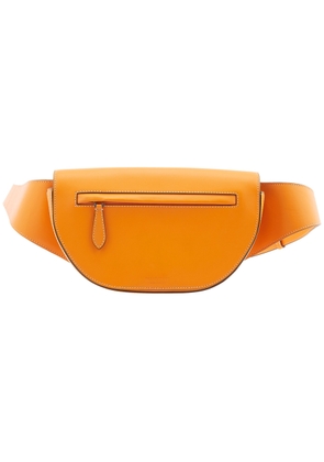 Burberry Mens Deep Orange Small Topstitched Leather Olympia Bum Bag