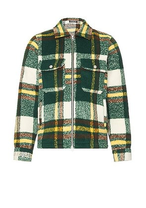 Pleasures Folklore Plaid Work Jacket in Green - Green. Size S (also in ).