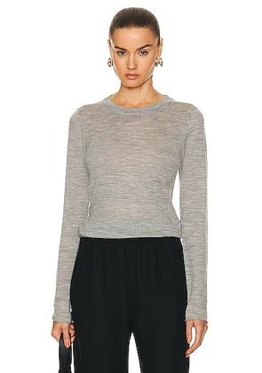 Enza Costa Tissue Cashmere Bold Long Sleeve Crew Top in Heather Grey - Light Grey. Size S (also in ).