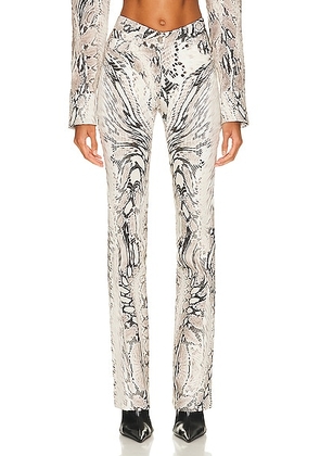 Mugler Printed Straight Leg Pant in Wrapped Snake Roccia - Beige. Size 34 (also in 36).