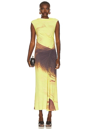 SIMKHAI Acacia Midi Dress in Luminary Print - Yellow. Size L (also in ).