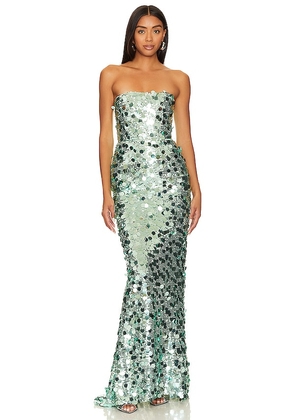 Bronx and Banco Farah Strapless Gown in Green. Size M.