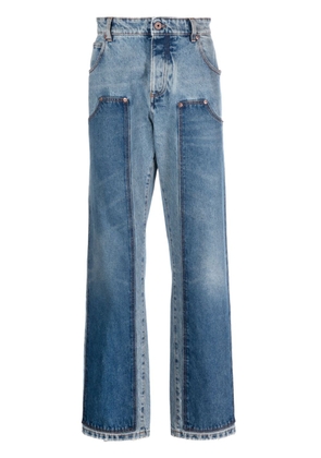 Balmain hybrid panelled straight-leg jeans - Blue