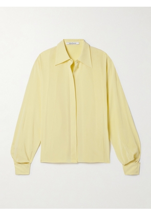 Another Tomorrow - + Net Sustain Convertible Pleated Peace Silk Shirt - Yellow - IT36,IT38,IT40,IT46,IT48