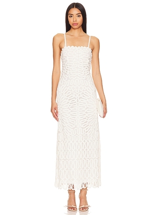 SIMKHAI Elise Midi Dress in White. Size 4.