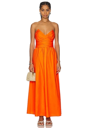 Line & Dot Sunburst Midi Dress in Orange. Size S.