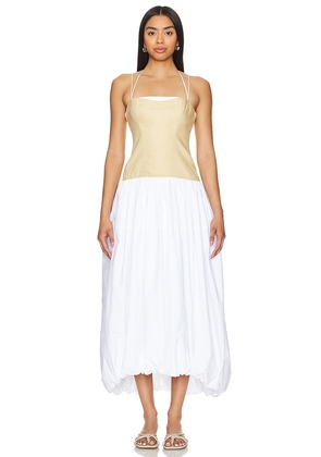 SIMKHAI Pfeiffer Bustier Midi Dress in White. Size 0, 4, 6, 8.