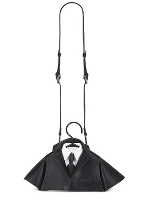 MARRKNULL Black Suit Bag in White.