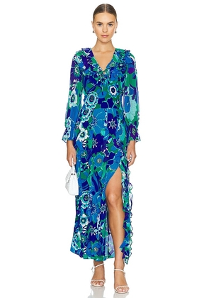 RIXO Linnett Dress in Blue. Size S, XXS.