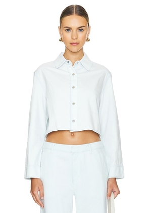 Vince Spring Twill Cropped Shirt in Baby Blue. Size L, S, XL, XS.