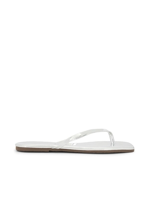 TKEES Lily Square Toe Mirror Flip Flop in Metallic Silver. Size 6, 7, 8, 9.