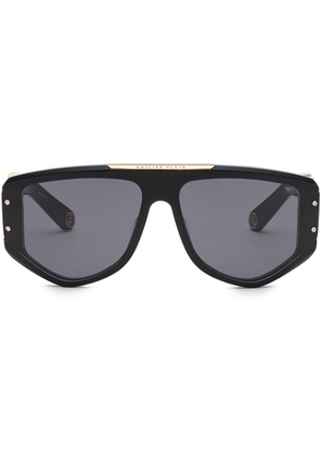 Philipp Plein Rectangular logo-plaque sunglasses - Black