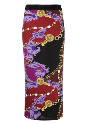 Versace Jeans Couture Logo Couture-print midi skirt - Red