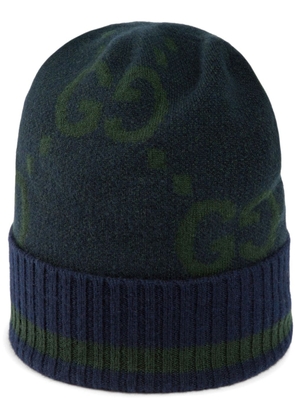Gucci GG-patterned knitted beanie - Blue