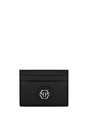 Philipp Plein logo-plaque leather cardholder - Black