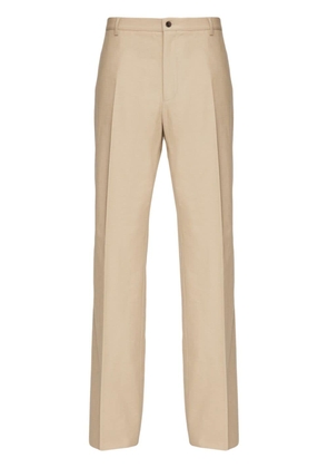 Ferragamo pressed-crease cotton straight-leg trousers - Neutrals