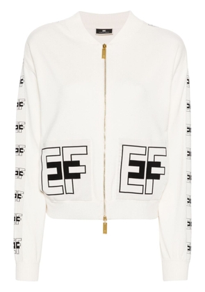 Elisabetta Franchi logo-jacquard bomber jacket - Neutrals