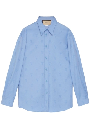 Gucci logo-jacquard oxford cotton shirt - Blue
