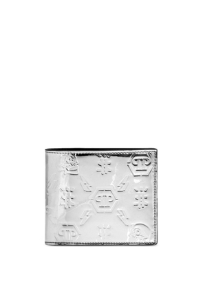 Philipp Plein monogram-embossed metallic wallet - Silver