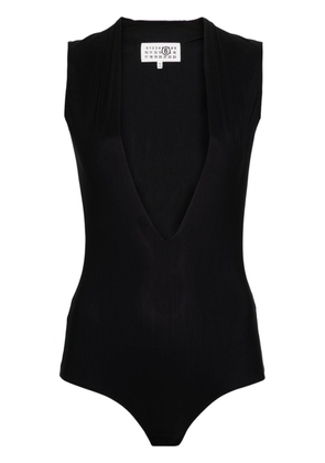 MM6 Maison Margiela single-stitch V-neck bodysuit - Black