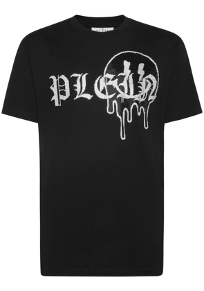 Philipp Plein rhinestone-logo cotton T-shirt - Black