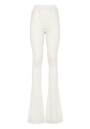 Philipp Plein Monogram lurex knitted trousers - White